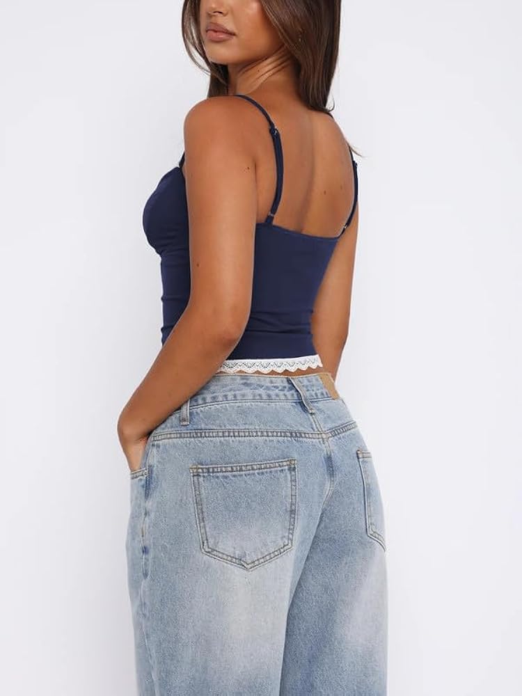 トップス Leciel Blue Lace Up Back Cami Top 51jwcU+oXyL._AC_UY1000_.jpg